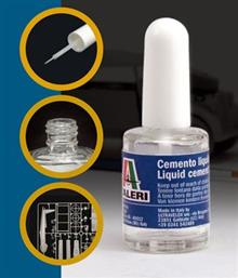 LIQUID CEMENT FOR PLASTIC 15 ML - THIN SYNTHETIC BRUSH