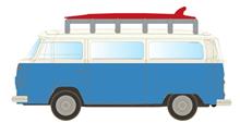 1/160 VW T2 BUS MIT SURFBRETT, BLAU/WEIß (?/25) *