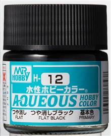 AQUEOUS HOBBY COLORS 10 ML FLAT BLACK H-012