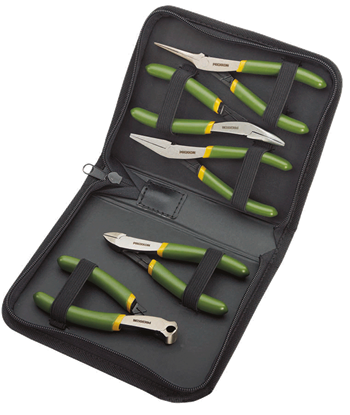 PRECISION MECHANICS PLIERS SET, IN ZIPPER CASE, 5 PIECES