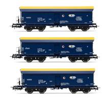 1/87 PKP CARGO 3-P SELF DISCARGING WAGONS BL/YEL VI